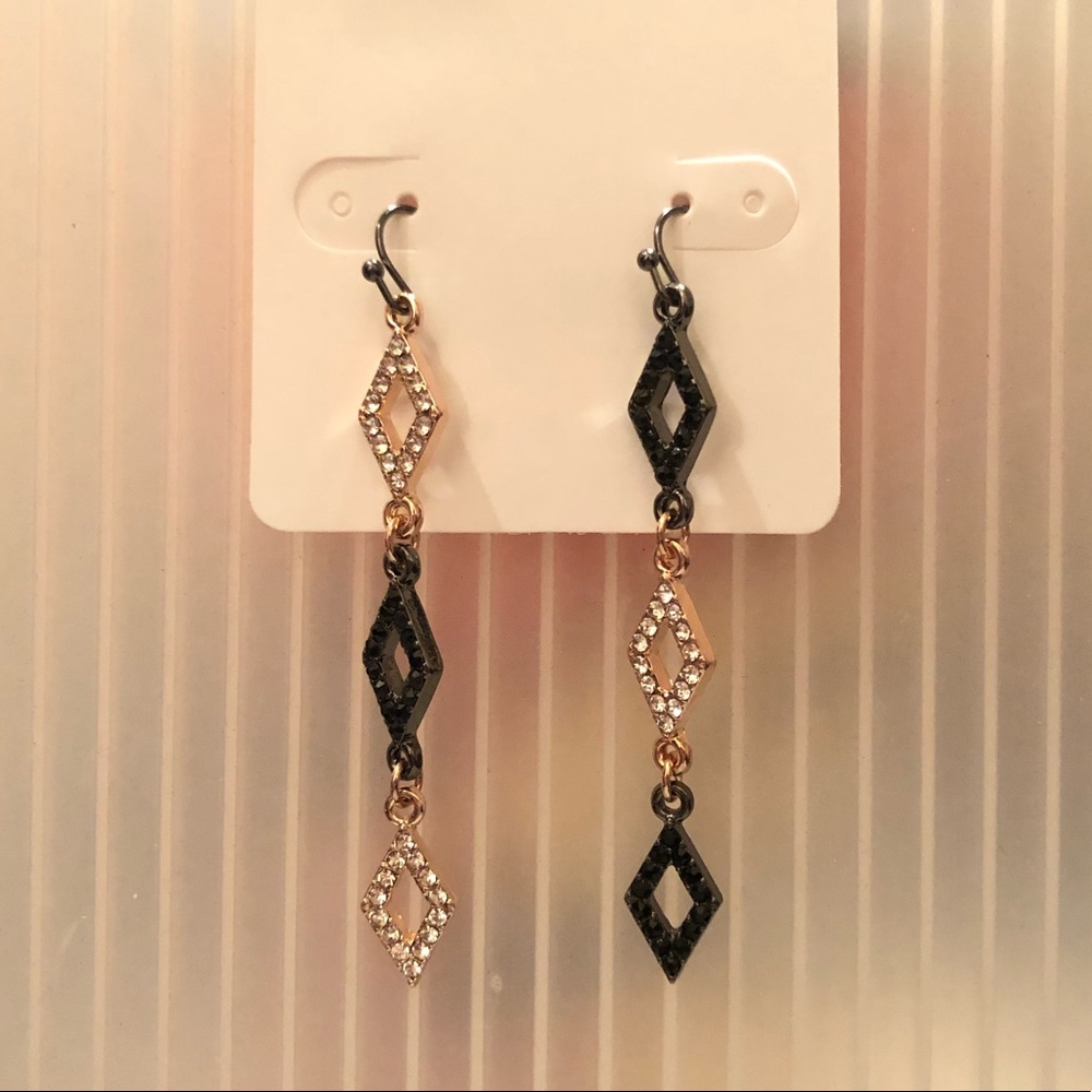Pave Geometric Drop Earrings